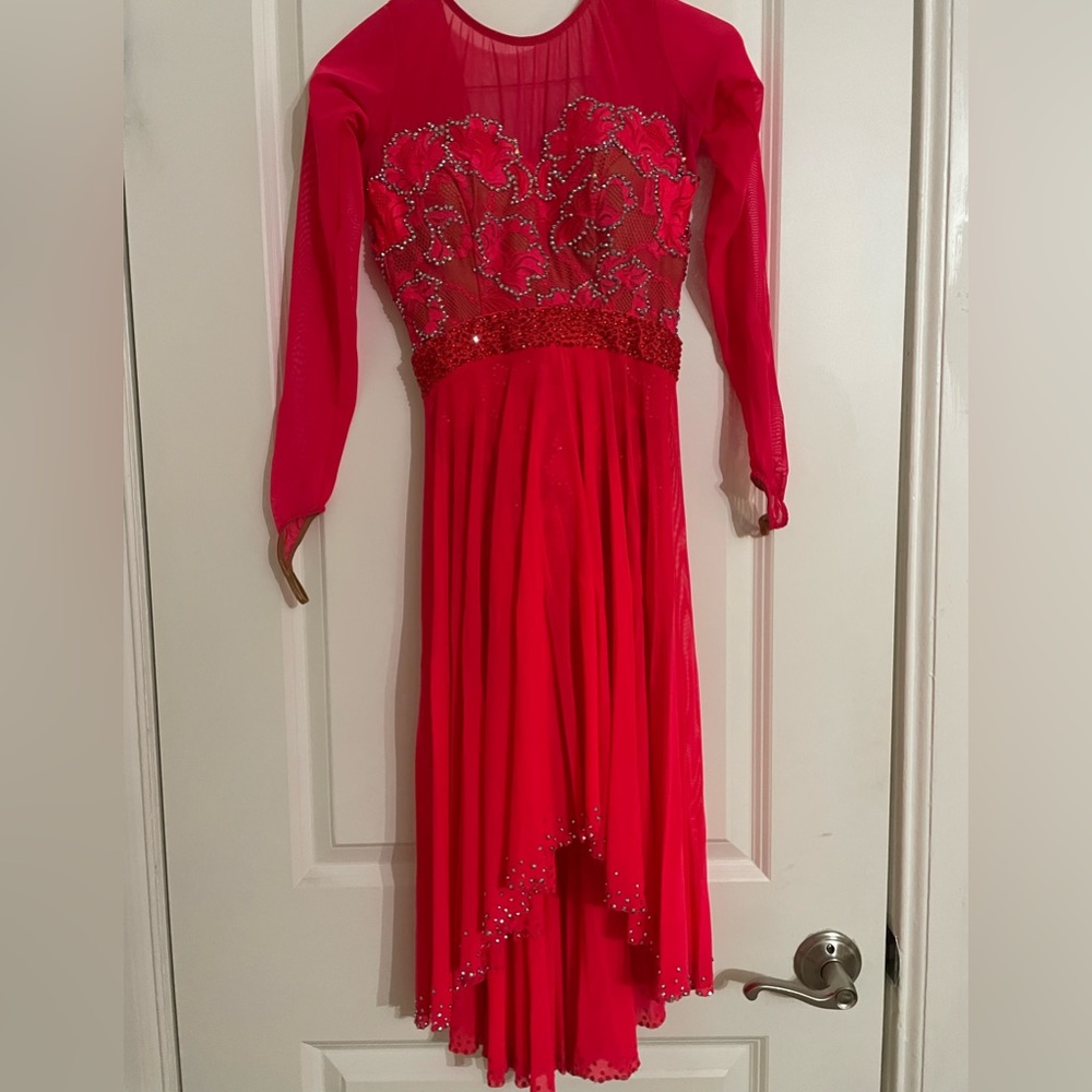 Dress For Dance Designer Latin Rhythm Red Dance competition dress size xs 0-2